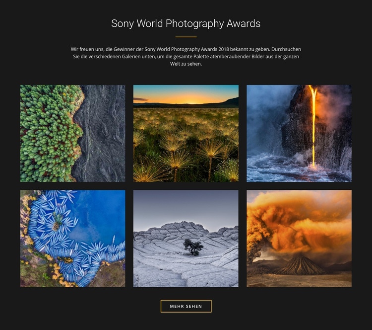 World Photography Awards Eine Seitenvorlage