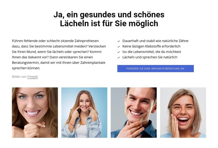 Gesundes und schönes Lächeln Website-Modell