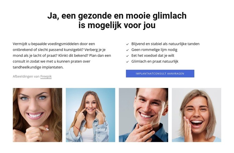 Gezonde en mooie glimlach Sjabloon voor één pagina