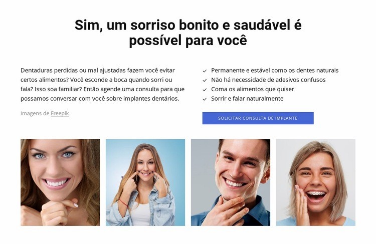 Sorriso bonito e saudável Construtor de sites HTML