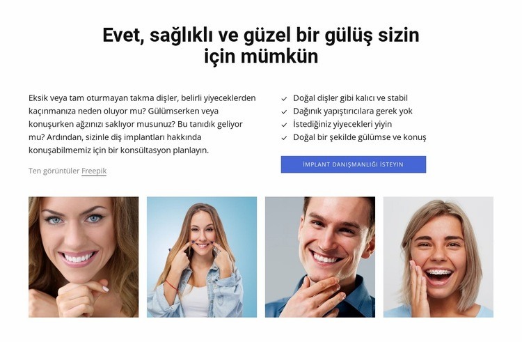 Sağlıklı ve güzel gülümseme Açılış sayfası