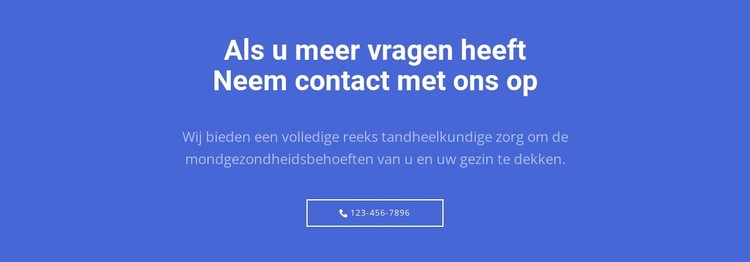 Tekst en knop met bel ons CSS-sjabloon