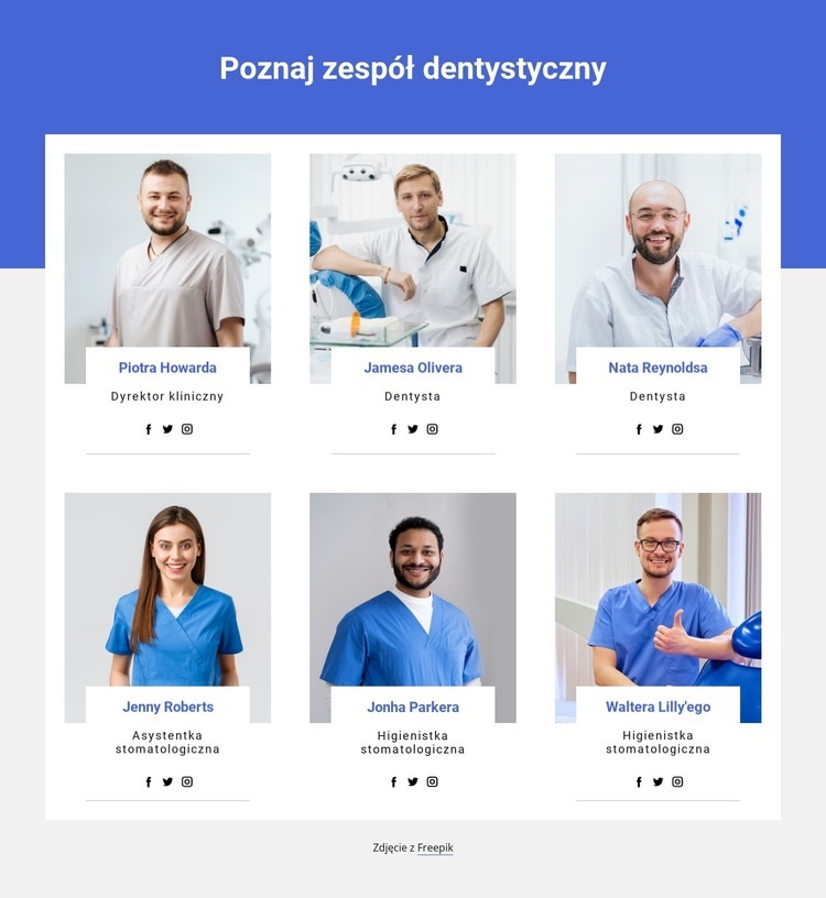 Członkowie zespołu dentystycznego Szablony do tworzenia witryn internetowych