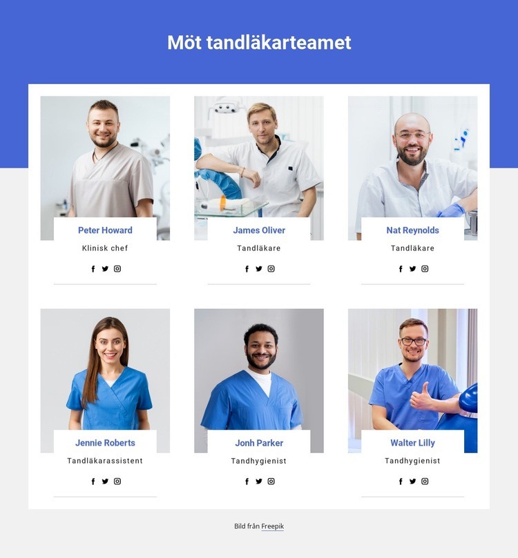 Medlemmar i tandläkarteamet HTML-mall