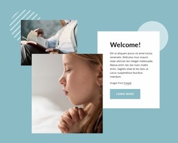 Welcome Block With Layered Images - Wireframes Mockup