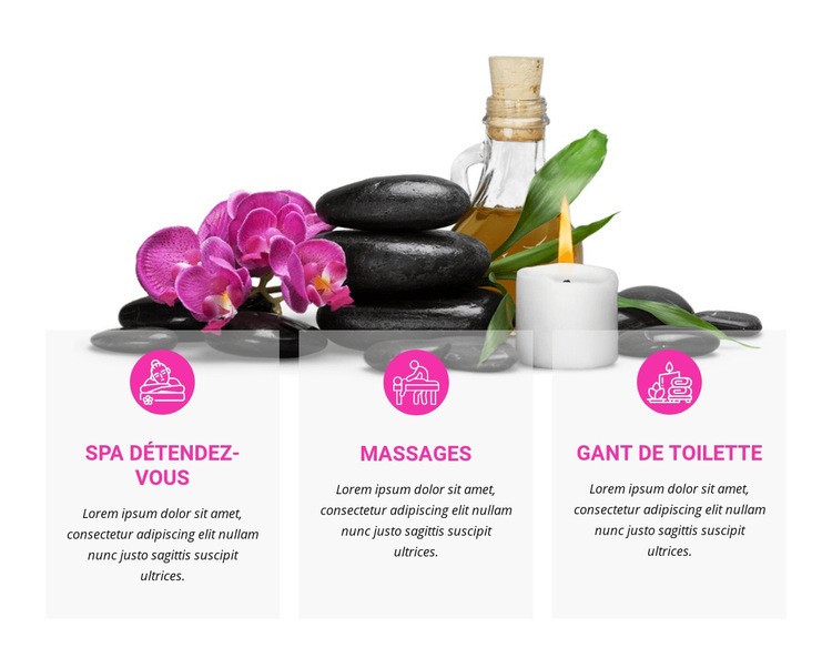 Massage et enveloppement corporel Maquette de site Web