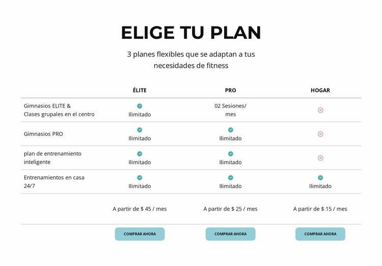 Disfruta de todos los beneficios del club deportivo. Maqueta de sitio web