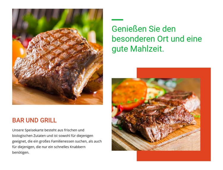 Restaurant Essen und Menü Eine Seitenvorlage