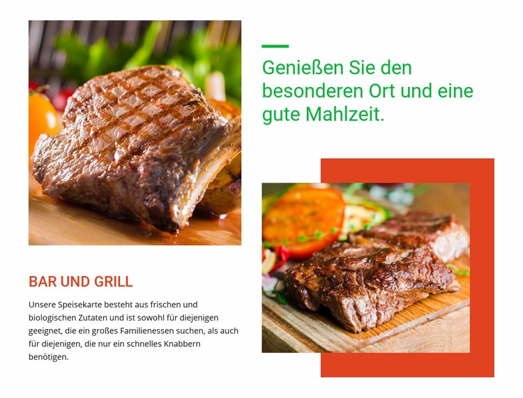 Restaurant Essen und Menü Website design