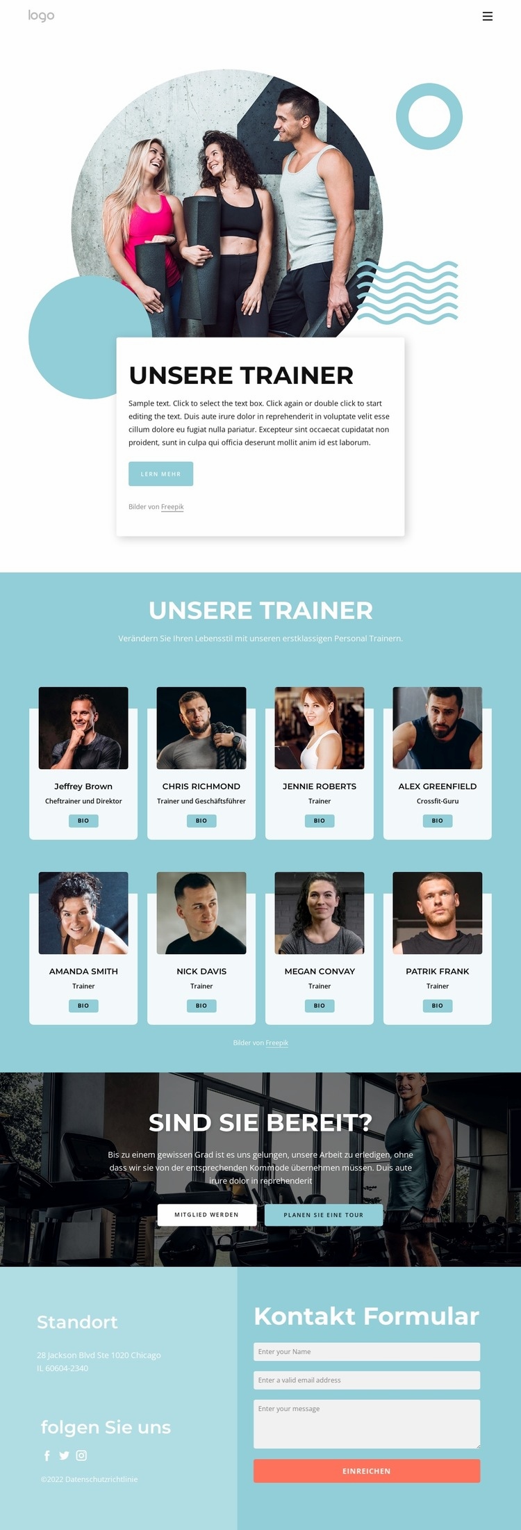 Unsere Trainer Website design