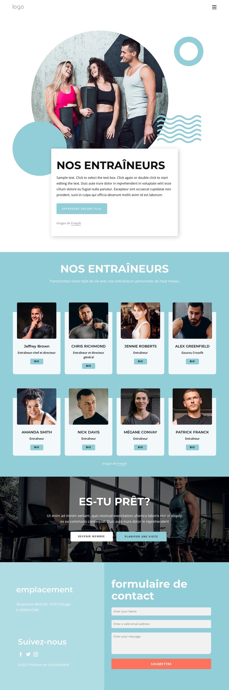 Nos entraîneurs Thème WordPress