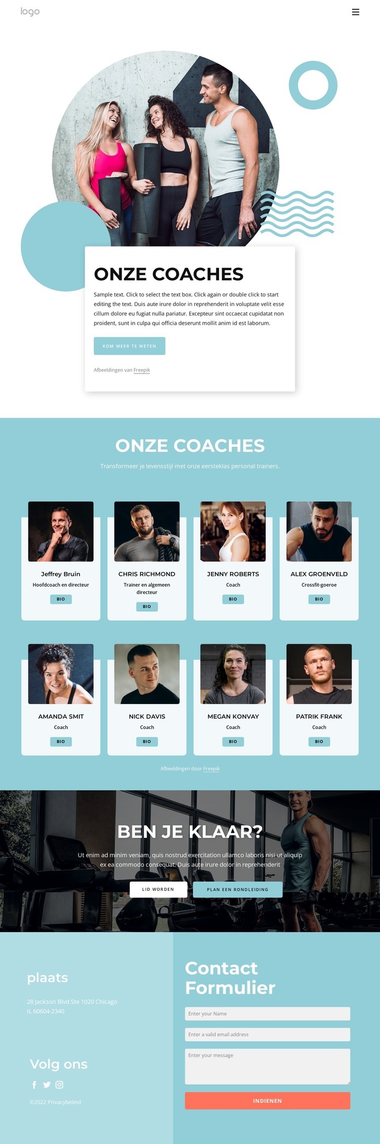 Onze coaches Website Builder-sjablonen