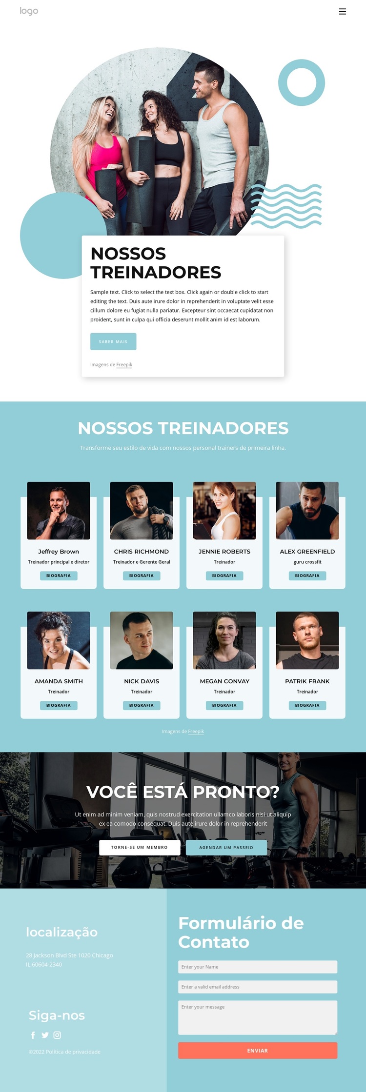 Nossos treinadores Tema WordPress