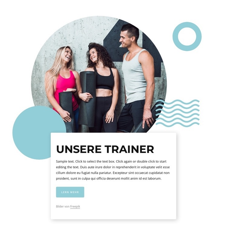 Trainer und Trainer im Sportverein Website design