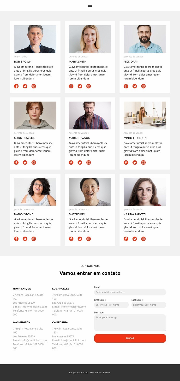 Equipe de solução de problemas Landing Page