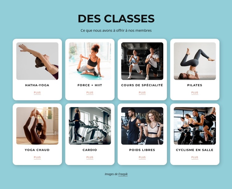 Nos classes Modèle de site Web