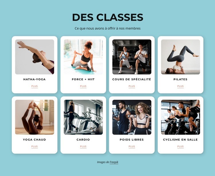 Nos classes Modèle d'une page