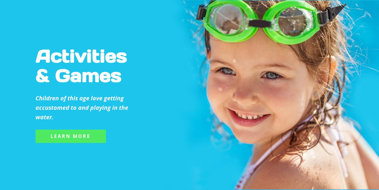 Water activities and games Landing Page