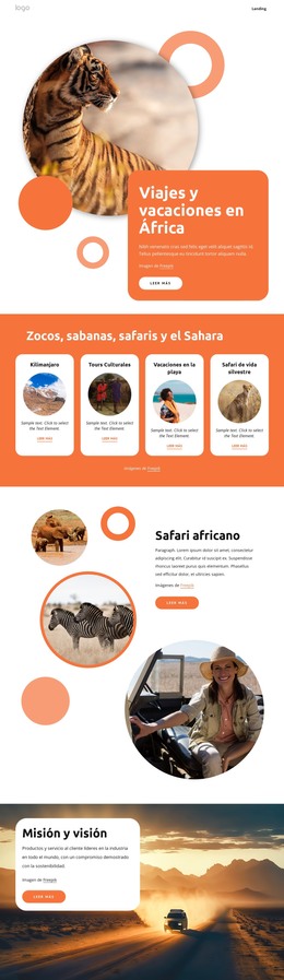 Diseño De Página HTML Para África Viajes Y Vacaciones