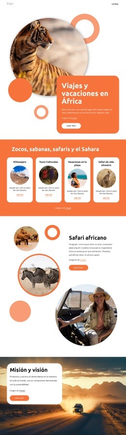 África Viajes Y Vacaciones - Plantilla HTML5