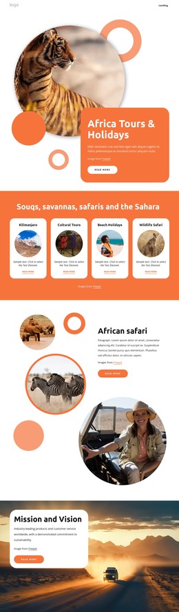 HTML Page Design For Africa Tours And Holidays