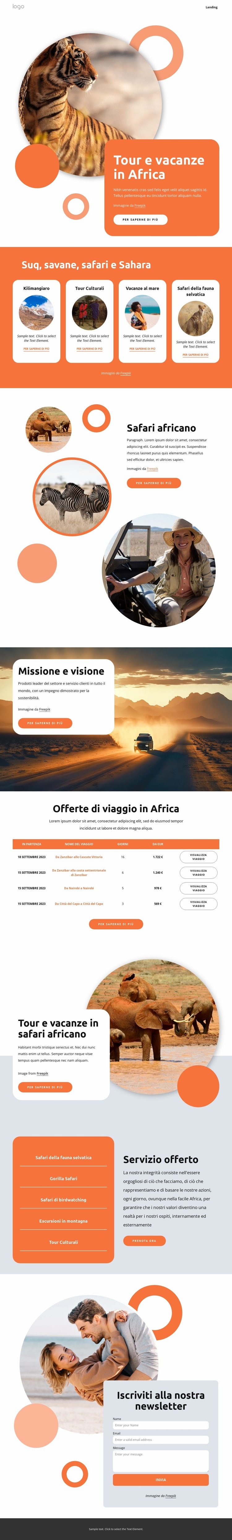 Viaggi e vacanze in Africa Progettazione di siti web