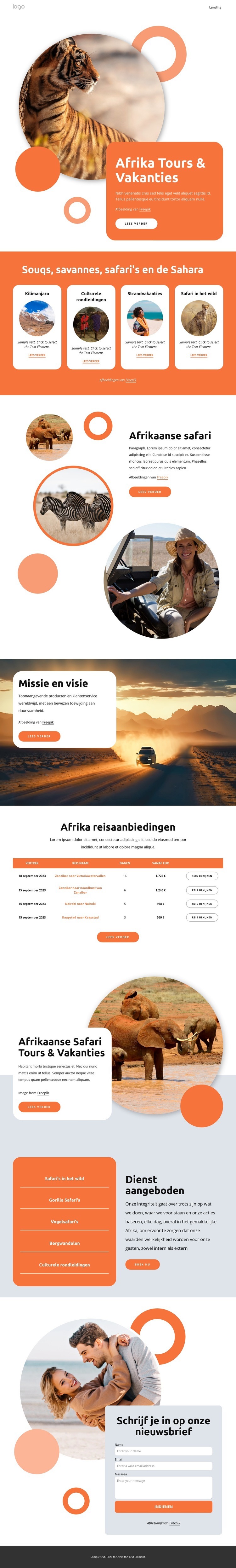 Afrika reizen en vakanties Website Builder-sjablonen