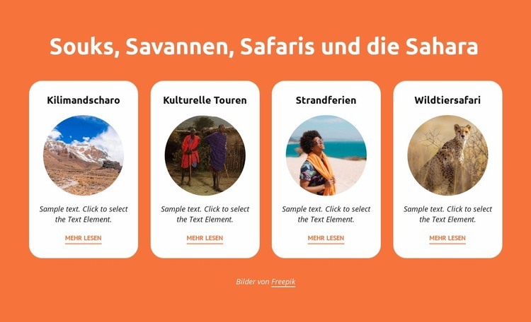 Souks, Savannen, Safaris, Sahara Website-Modell