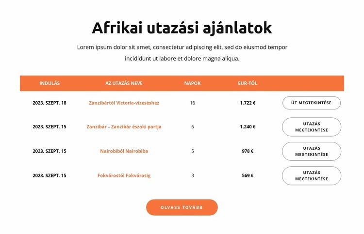 Afrikai utazási ajánlatok CSS sablon