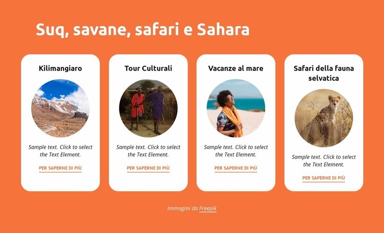 Souq, savane, safari, Sahara Pagina di destinazione