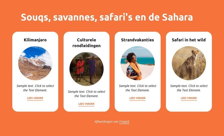 Souks, savannes, safari's, Sahara Html Website Builder