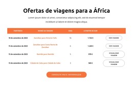 Ofertas De Viagens Para África - Modelo De Página HTML