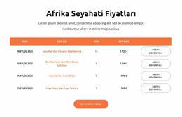 Afrika Seyahat Fırsatları Geçen Yılki Şablonlar