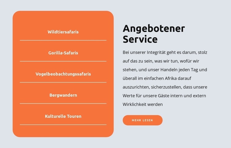 Beliebte Touren in Afrika HTML5-Vorlage