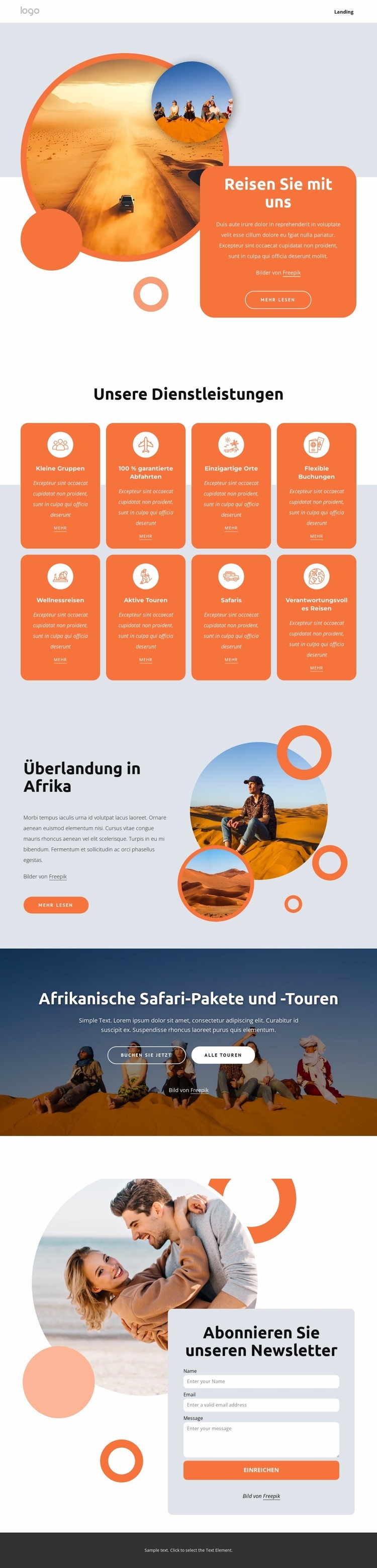 Wildtiersafaris Website Builder-Vorlagen