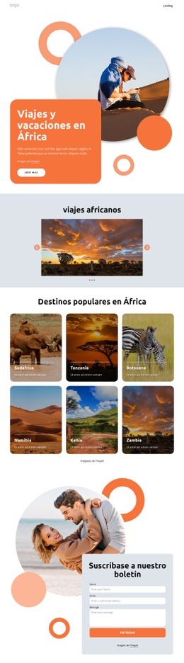 Vacaciones Africanas Hechas A Mano: Plantilla HTML5 Adaptable
