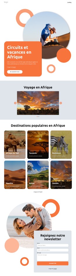 Des Vacances Africaines Artisanales Site Web D'Une Seule Page