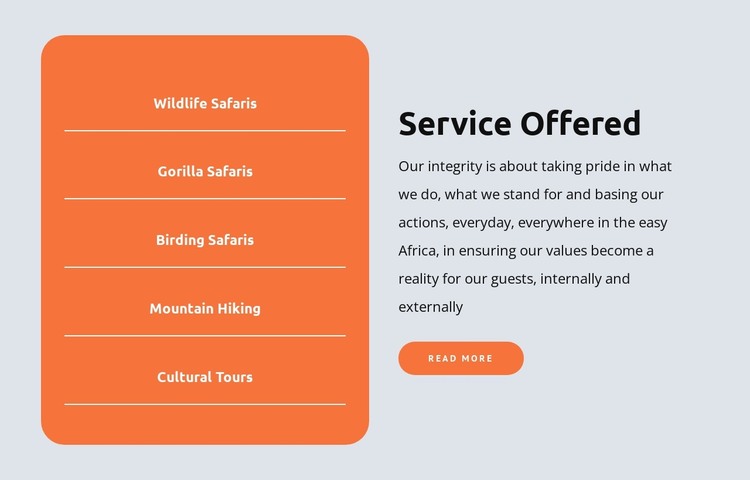 Popular tours in Africa HTML Template
