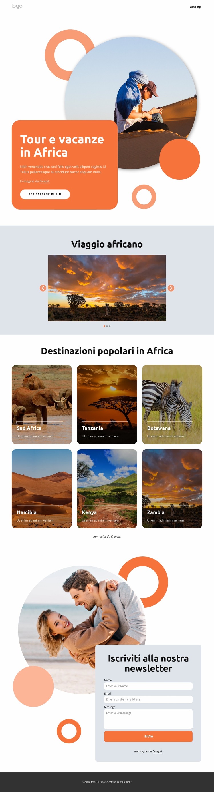 Vacanze africane artigianali Modello Joomla