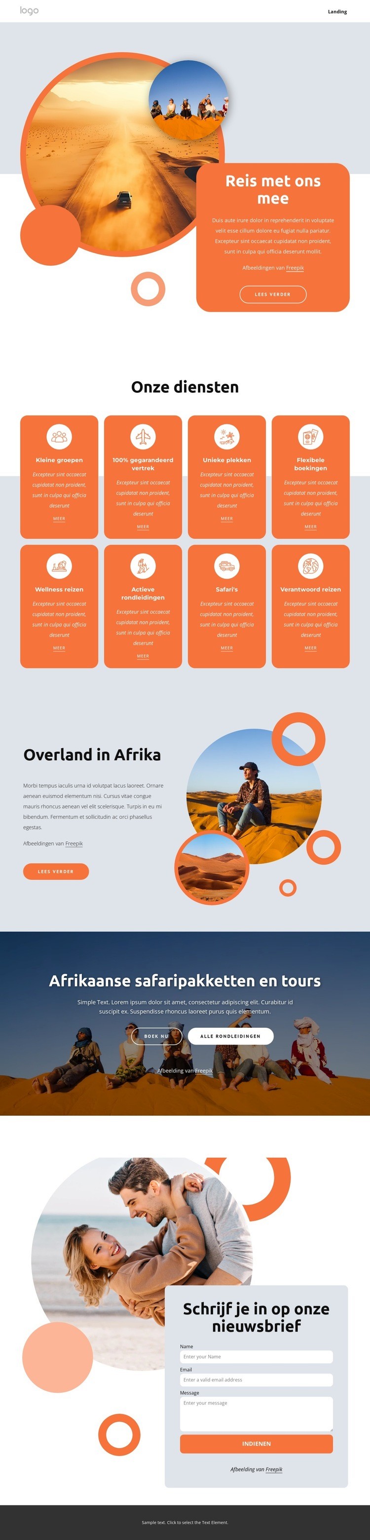 Safari's in het wild Website ontwerp