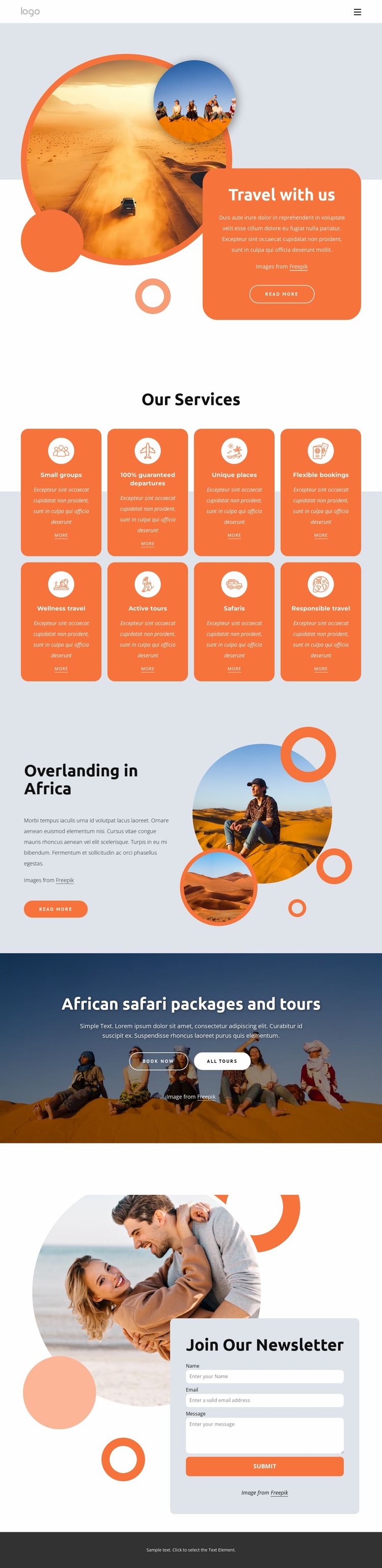 Wildlife safaris Website Mockup