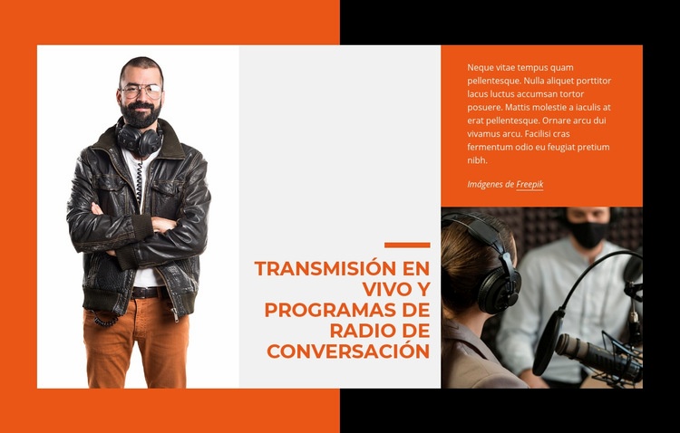 Transmisión en vivo y radio hablada Creador de sitios web HTML