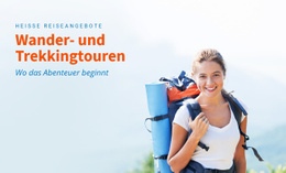 Zielseitenvorlage Für Wandern, Trekking, Reisetouren