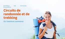 Modèle De Page De Destination Pour Randonnées, Trekking, Circuits Touristiques