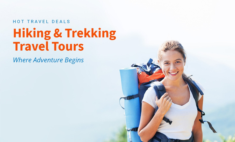 Hiking, trekking, travel tours One Page Template
