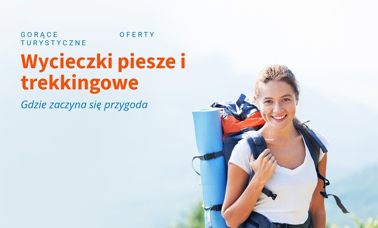 Piesze wycieczki, trekking, wycieczki turystyczne Makieta strony internetowej