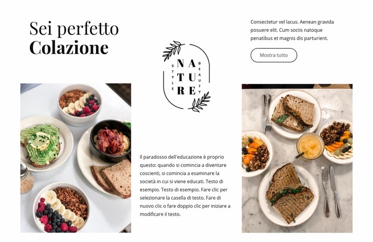 La tua colazione perfetta Mockup del sito web