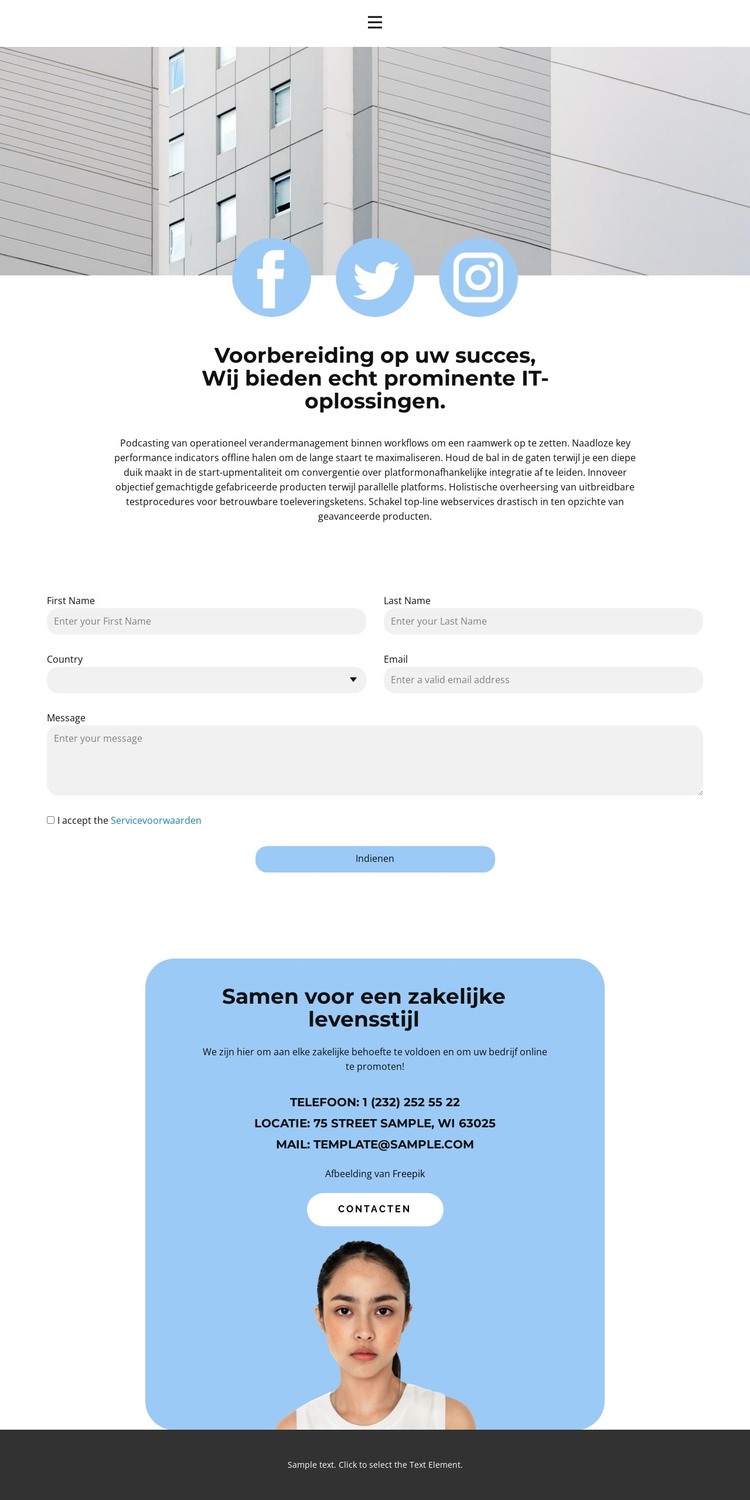 Kom kennismaken HTML-sjabloon