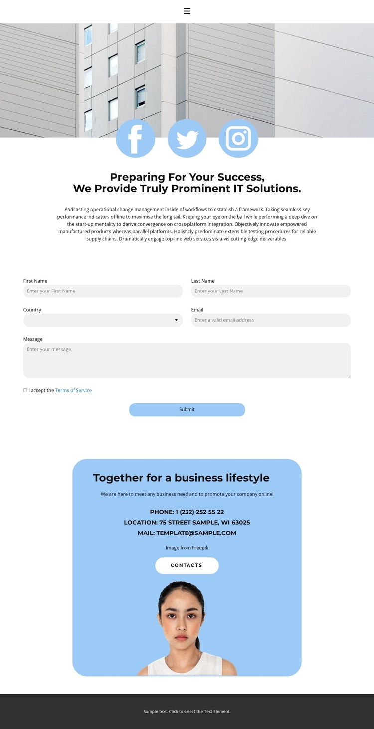 Come get acquainted One Page Template