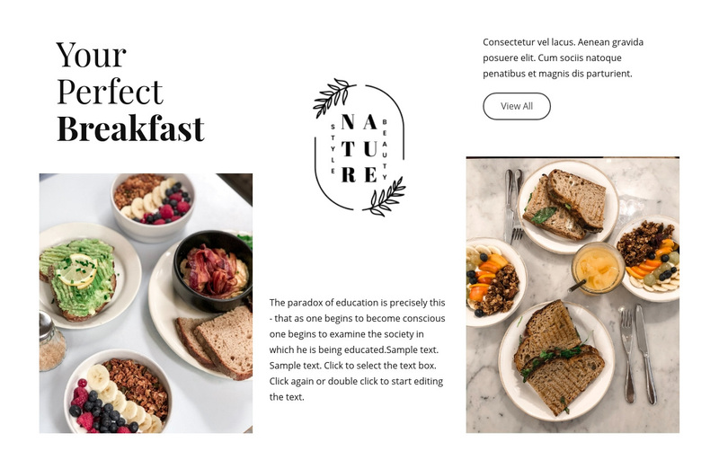 Your perfect breakfast Web Page Design